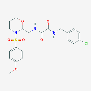 molecular formula C21H24ClN3O6S B2759655 N1-(4-chlorobenzyl)-N2-((3-((4-methoxyphenyl)sulfonyl)-1,3-oxazinan-2-yl)methyl)oxalamide CAS No. 869071-51-2