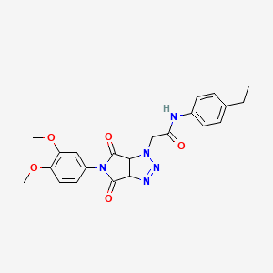 molecular formula C22H23N5O5 B2759658 2-(5-(3,4-dimethoxyphenyl)-4,6-dioxo-4,5,6,6a-tetrahydropyrrolo[3,4-d][1,2,3]triazol-1(3aH)-yl)-N-(4-ethylphenyl)acetamide CAS No. 1052611-72-9