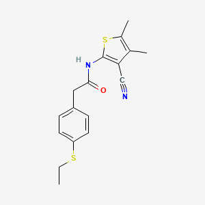 molecular formula C17H18N2OS2 B2759676 N-(3-cyano-4,5-dimethylthiophen-2-yl)-2-(4-(ethylthio)phenyl)acetamide CAS No. 942008-17-5