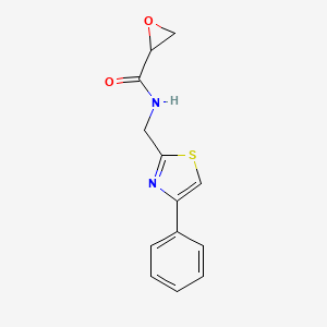 molecular formula C13H12N2O2S B2759681 N-[(4-Phenyl-1,3-thiazol-2-yl)methyl]oxirane-2-carboxamide CAS No. 2411294-05-6