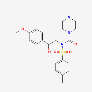 molecular formula C22H27N3O5S B2759682 N-(2-(4-methoxyphenyl)-2-oxoethyl)-4-methyl-N-tosylpiperazine-1-carboxamide CAS No. 899949-15-6