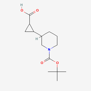 molecular formula C14H23NO4 B2759697 2-{1-[(Tert-butoxy)carbonyl]piperidin-3-yl}cyclopropane-1-carboxylic acid CAS No. 1781383-17-2