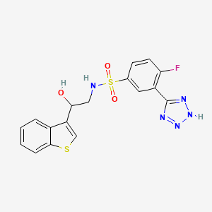 molecular formula C17H14FN5O3S2 B2759723 N-(2-(benzo[b]thiophen-3-yl)-2-hydroxyethyl)-4-fluoro-3-(1H-tetrazol-5-yl)benzenesulfonamide CAS No. 2034571-09-8