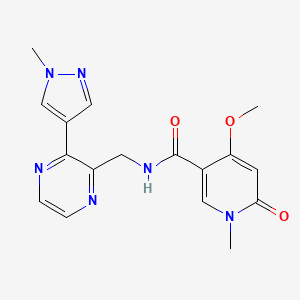 molecular formula C17H18N6O3 B2759747 4-methoxy-1-methyl-N-((3-(1-methyl-1H-pyrazol-4-yl)pyrazin-2-yl)methyl)-6-oxo-1,6-dihydropyridine-3-carboxamide CAS No. 2034570-74-4