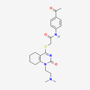 molecular formula C22H28N4O3S B2759750 N-(4-acetylphenyl)-2-((1-(2-(dimethylamino)ethyl)-2-oxo-1,2,5,6,7,8-hexahydroquinazolin-4-yl)thio)acetamide CAS No. 899950-37-9