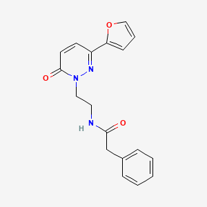 molecular formula C18H17N3O3 B2759762 N-(2-(3-(furan-2-yl)-6-oxopyridazin-1(6H)-yl)ethyl)-2-phenylacetamide CAS No. 946314-19-8