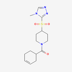 molecular formula C15H22N4O3S B2759772 cyclohex-3-en-1-yl(4-((4-methyl-4H-1,2,4-triazol-3-yl)sulfonyl)piperidin-1-yl)methanone CAS No. 1448030-68-9