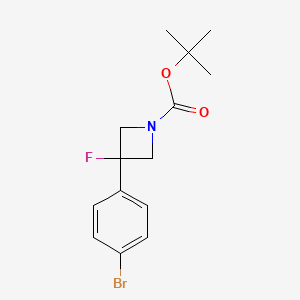 molecular formula C14H17BrFNO2 B2759773 叔丁基 3-(4-溴苯基)-3-氟氮杂环丙烷-1-甲酸酯 CAS No. 1357614-51-7