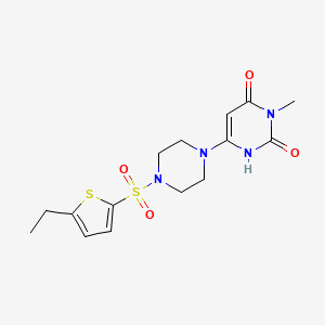 molecular formula C15H20N4O4S2 B2759774 6-[4-(5-Ethylthiophen-2-yl)sulfonylpiperazin-1-yl]-3-methyl-1H-pyrimidine-2,4-dione CAS No. 2309539-95-3