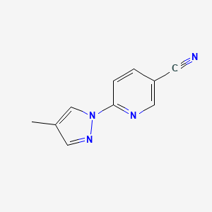 molecular formula C10H8N4 B2759775 6-(4-Methylpyrazol-1-yl)pyridine-3-carbonitrile CAS No. 1184066-45-2