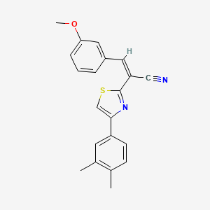 molecular formula C21H18N2OS B2759776 (Z)-2-(4-(3,4-二甲基苯基)噻唑-2-基)-3-(3-甲氧苯基)丙烯腈 CAS No. 476669-00-8
