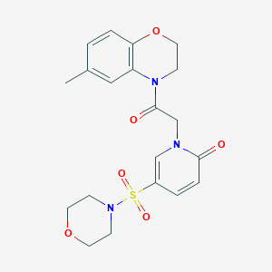 molecular formula C20H23N3O6S B2759778 1-[2-(6-methyl-2,3-dihydro-4H-1,4-benzoxazin-4-yl)-2-oxoethyl]-5-(morpholin-4-ylsulfonyl)pyridin-2(1H)-one CAS No. 1358472-48-6