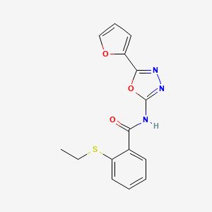 molecular formula C15H13N3O3S B2759779 2-乙基硫代-N-[5-(呋喃-2-基)-1,3,4-噁二唑-2-基]苯甲酰胺 CAS No. 886917-08-4