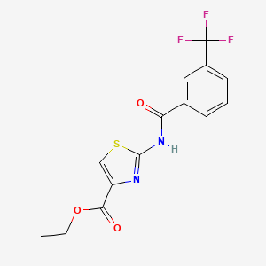 molecular formula C14H11F3N2O3S B2759781 乙酸 2-(3-(三氟甲基)苯甲酰氨基)噻唑-4-甲酸酯 CAS No. 330189-97-4