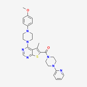 molecular formula C28H31N7O2S B2759793 (4-(4-(4-甲氧基苯基)哌嗪-1-基)-5-甲基噻吩并[2,3-d]嘧啶-6-基)(4-(吡啶-2-基)哌嗪-1-基)甲酮 CAS No. 441721-08-0