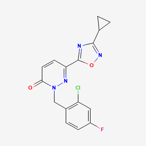 molecular formula C16H12ClFN4O2 B2759794 2-(2-chloro-4-fluorobenzyl)-6-(3-cyclopropyl-1,2,4-oxadiazol-5-yl)pyridazin-3(2H)-one CAS No. 2034248-71-8