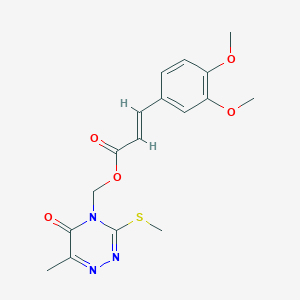 molecular formula C17H19N3O5S B2759797 (6-methyl-3-methylsulfanyl-5-oxo-1,2,4-triazin-4-yl)methyl (E)-3-(3,4-dimethoxyphenyl)prop-2-enoate CAS No. 1321852-11-2