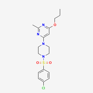 4-(4-((4-Chlorophenyl)sulfonyl)piperazin-1-yl)-2-methyl-6-propoxypyrimidine