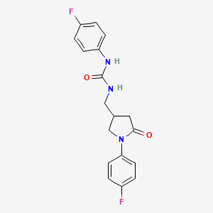 molecular formula C18H17F2N3O2 B2759820 1-(4-氟苯基)-3-((1-(4-氟苯基)-5-氧代-吡咯啶-3-基甲基)脲 CAS No. 954696-68-5