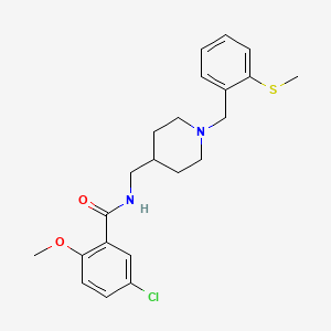 molecular formula C22H27ClN2O2S B2759822 5-氯-2-甲氧基-N-((1-(2-(甲硫基)苄基)哌啶-4-基)甲基)苯甲酰胺 CAS No. 1235267-18-1