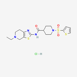 B2759823 N-(5-ethyl-4,5,6,7-tetrahydrothiazolo[5,4-c]pyridin-2-yl)-1-(thiophen-2-ylsulfonyl)piperidine-4-carboxamide hydrochloride CAS No. 1329891-24-8