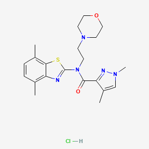 molecular formula C21H28ClN5O2S B2759826 N-(4,7-二甲基苯并[d]噻唑-2-基)-1,4-二甲基-N-(2-吗啉基乙基)-1H-吡唑-3-甲酸酰胺 盐酸盐 CAS No. 1351590-61-8