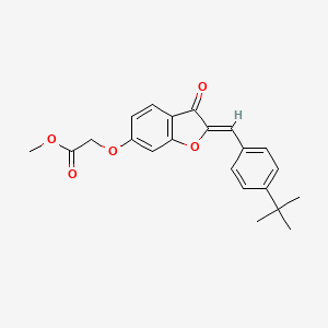 molecular formula C22H22O5 B2759829 甲酸甲酯 2-[[(2Z)-2-[(4-叔丁基苯基)甲亚甲基]-3-氧代-1-苯并呋喃-6-基]氧基]乙酸酯 CAS No. 620547-56-0