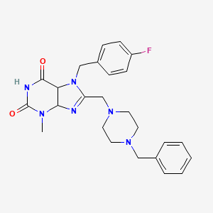 B2759834 8-[(4-benzylpiperazin-1-yl)methyl]-7-[(4-fluorophenyl)methyl]-3-methyl-2,3,6,7-tetrahydro-1H-purine-2,6-dione CAS No. 847408-15-5