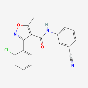 molecular formula C18H12ClN3O2 B2759842 3-(2-氯苯基)-N-(3-氰基苯基)-5-甲基-1,2-噁唑-4-甲酰胺 CAS No. 519050-46-5