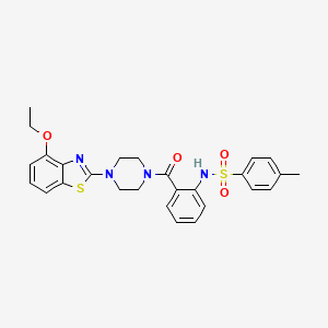 molecular formula C27H28N4O4S2 B2759845 N-(2-(4-(4-ethoxybenzo[d]thiazol-2-yl)piperazine-1-carbonyl)phenyl)-4-methylbenzenesulfonamide CAS No. 922626-45-7