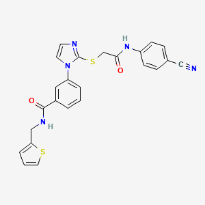 molecular formula C24H19N5O2S2 B2759847 3-(2-((2-((4-氰苯基)氨基)-2-氧乙基)硫基)-1H-咪唑-1-基)-N-(噻吩-2-基甲基)苯甲酰胺 CAS No. 1115335-86-8