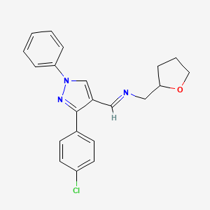 B2759849 (Z)-N-((3-(4-chlorophenyl)-1-phenyl-1H-pyrazol-4-yl)methylene)-1-(tetrahydrofuran-2-yl)methanamine CAS No. 1007195-22-3