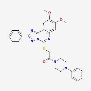 molecular formula C29H28N6O3S B2759851 2-((8,9-二甲氧基-2-苯基-[1,2,4]三唑并[1,5-c]喹唑啉-5-基)硫)-1-(4-苯基哌嗪-1-基)乙酮 CAS No. 902593-82-2