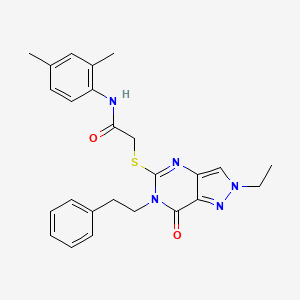 B2759852 N-(2,4-dimethylphenyl)-2-((2-ethyl-7-oxo-6-phenethyl-6,7-dihydro-2H-pyrazolo[4,3-d]pyrimidin-5-yl)thio)acetamide CAS No. 932548-29-3