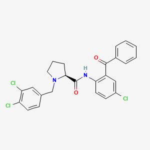 molecular formula C25H21Cl3N2O2 B2759854 (2S)-N-(2-Benzoyl-4-chlorophenyl)-1-[(3,4-dichlorophenyl)methyl]-2-pyrrolidinecarboxamide CAS No. 1644308-41-7
