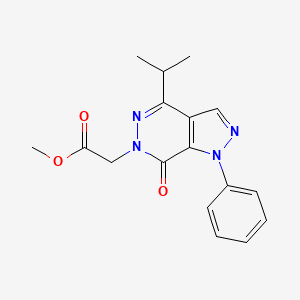 molecular formula C17H18N4O3 B2759855 甲基 2-(4-异丙基-7-氧代-1-苯基-1H-吡唑[3,4-d]吡啶-6(7H)-基)乙酸酯 CAS No. 946332-15-6
