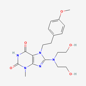 B2759857 8-(bis(2-hydroxyethyl)amino)-7-(4-methoxyphenethyl)-3-methyl-1H-purine-2,6(3H,7H)-dione CAS No. 1105245-00-8