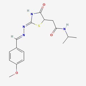 B2759859 2-{(2Z)-2-[(2E)-(4-methoxybenzylidene)hydrazinylidene]-4-oxo-1,3-thiazolidin-5-yl}-N-(propan-2-yl)acetamide CAS No. 1322208-45-6