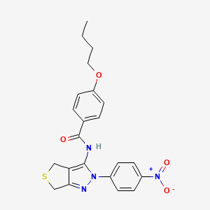 molecular formula C22H22N4O4S B2759881 4-butoxy-N-(2-(4-nitrophenyl)-4,6-dihydro-2H-thieno[3,4-c]pyrazol-3-yl)benzamide CAS No. 396720-88-0