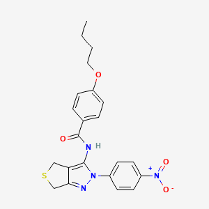 molecular formula C22H22N4O4S B2759881 4-丁氧基-N-(2-(4-硝基苯基)-4,6-二氢-2H-噻吩[3,4-c]吡唑-3-基)苯甲酰胺 CAS No. 396720-88-0