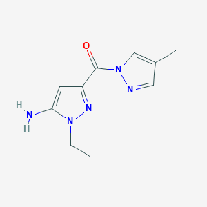 molecular formula C10H13N5O B2759889 1-ethyl-3-[(4-methyl-1H-pyrazol-1-yl)carbonyl]-1H-pyrazol-5-amine CAS No. 1856045-44-7