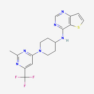 molecular formula C17H17F3N6S B2759894 1-[2-甲基-6-(三氟甲基)嘧啶-4-基]-N-{噻吩[3,2-d]嘧啶-4-基}哌啶-4-胺 CAS No. 2034516-61-3