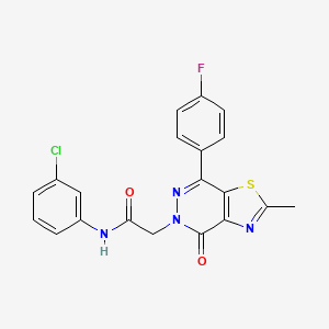 molecular formula C20H14ClFN4O2S B2759895 N-(3-chlorophenyl)-2-(7-(4-fluorophenyl)-2-methyl-4-oxothiazolo[4,5-d]pyridazin-5(4H)-yl)acetamide CAS No. 941898-09-5