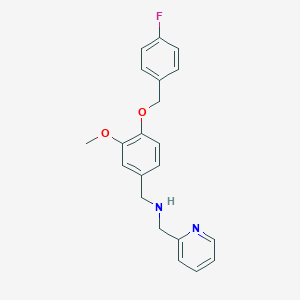 molecular formula C21H21FN2O2 B275991 N-{4-[(4-fluorobenzyl)oxy]-3-methoxybenzyl}-N-(2-pyridinylmethyl)amine 