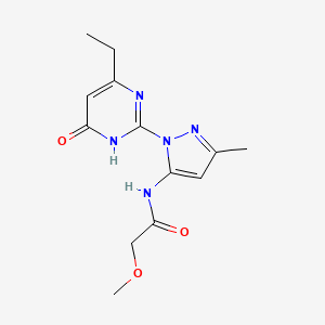 molecular formula C13H17N5O3 B2759989 N-(1-(4-ethyl-6-oxo-1,6-dihydropyrimidin-2-yl)-3-methyl-1H-pyrazol-5-yl)-2-methoxyacetamide CAS No. 1002483-64-8