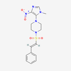 molecular formula C16H19N5O4S B2759992 1-(3-methyl-5-nitroimidazol-4-yl)-4-[(E)-2-phenylethenyl]sulfonylpiperazine CAS No. 1062393-23-0