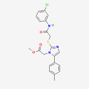 molecular formula C21H20ClN3O3S B2759997 甲基 2-(2-((2-((3-氯苯基)氨基)-2-氧代乙基)硫基)-5-(对甲苯基)-1H-咪唑-1-基)乙酸酯 CAS No. 1207021-93-9