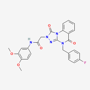 molecular formula C26H22FN5O5 B2760005 N-(3,4-dimethoxyphenyl)-2-(4-(4-fluorobenzyl)-1,5-dioxo-4,5-dihydro-[1,2,4]triazolo[4,3-a]quinazolin-2(1H)-yl)acetamide CAS No. 1243056-95-2