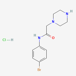 molecular formula C12H17BrClN3O B2760012 N-(4-bromophenyl)-2-(piperazin-1-yl)acetamide hydrochloride CAS No. 1158766-50-7