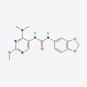 molecular formula C15H17N5O4 B2760014 1-(苯并[d][1,3]二噁唑-5-基)-3-(4-(二甲氨基)-2-甲氧基嘧啶-5-基)脲 CAS No. 1797224-77-1
